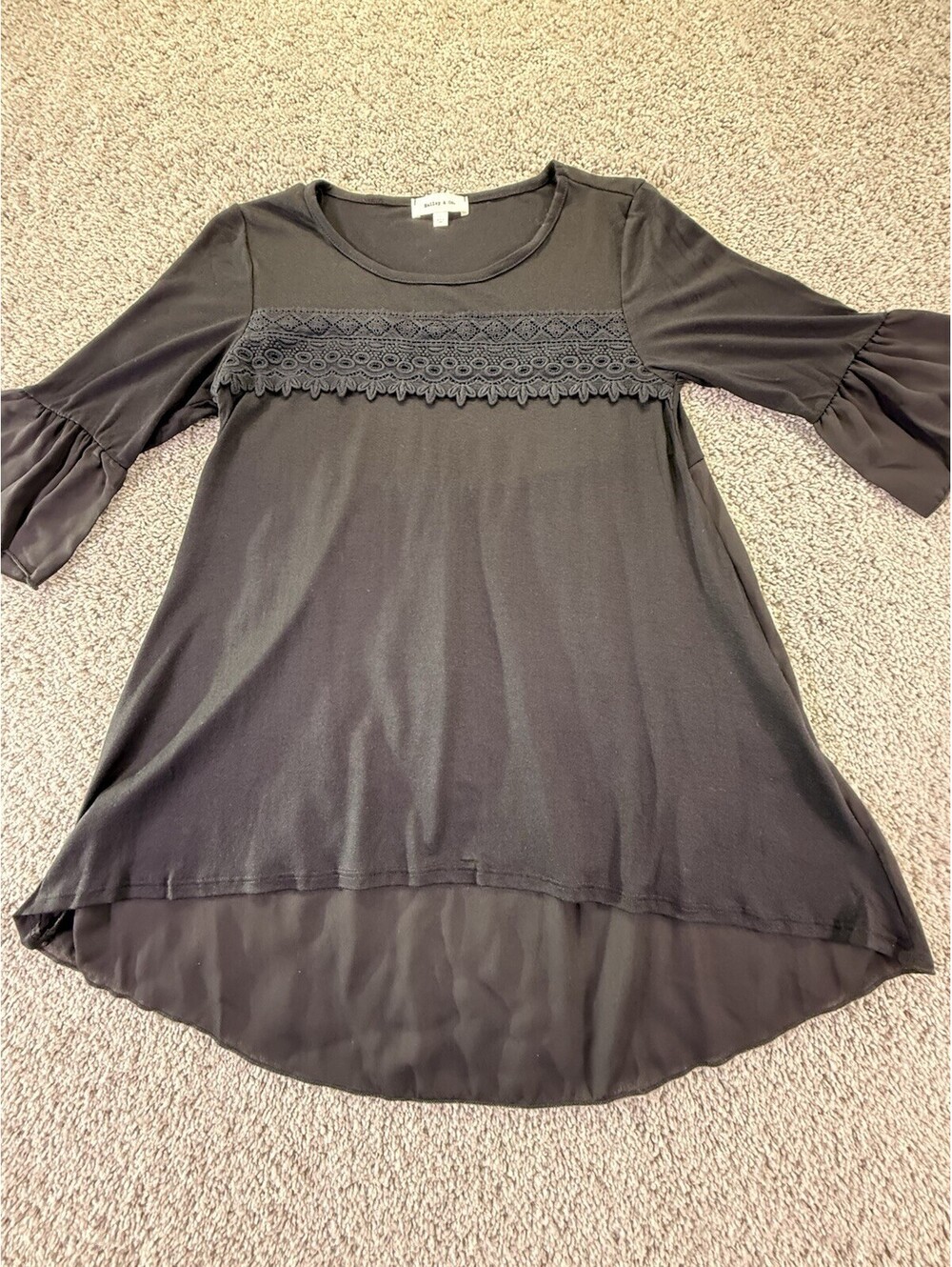 Hailey & Co. Women’s Boho Top Size Small Black 3/4 Sleeves NWOT